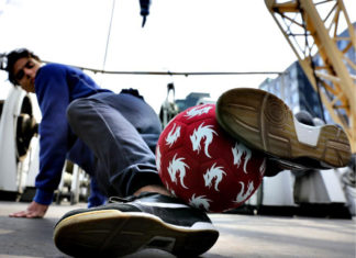 In Copenhagen, Elite Street Ballers Contend for Pannahouse Title Player with Red Shinji Dragon ball.